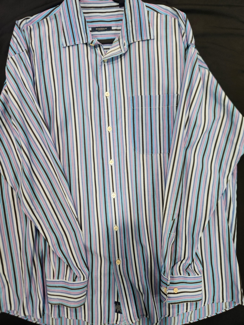 Burberry Multi-Stripe Dress Shirt in Blue, Purple, Black, White